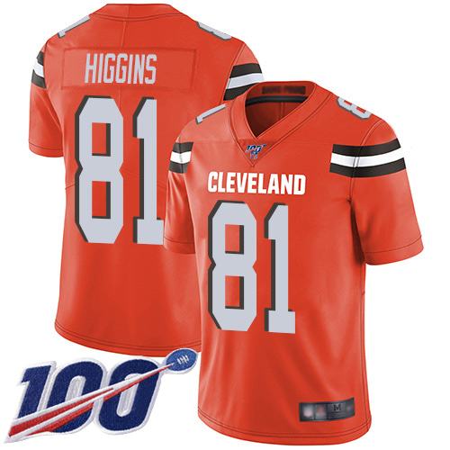 Cleveland Browns Rashard Higgins Men Orange Limited Jersey 81 NFL Football Alternate 100th Season Vapor Untouchable